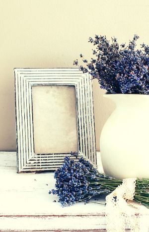 rustic picture frame and vase