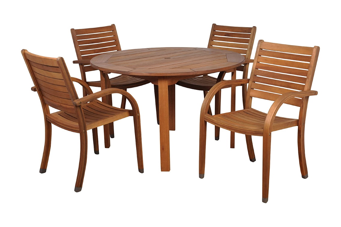 5 Wooden Patio Tables and Chairs