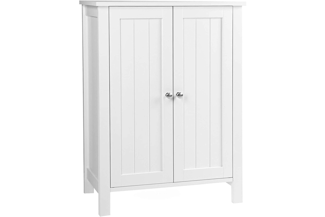 white bathroom storage cabinet