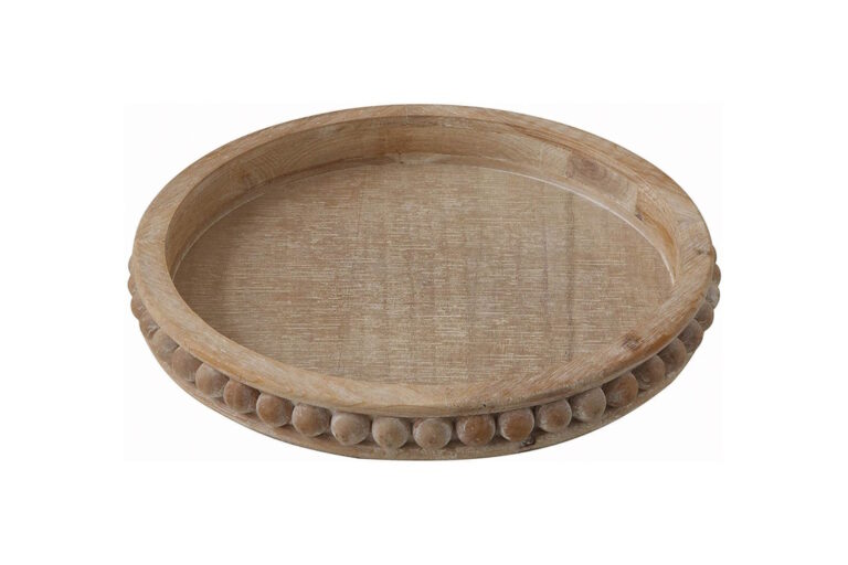 Decorative Round Bleached Wooden Tray