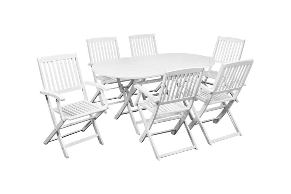 Festnight White Wood Folding Patio Dining Set