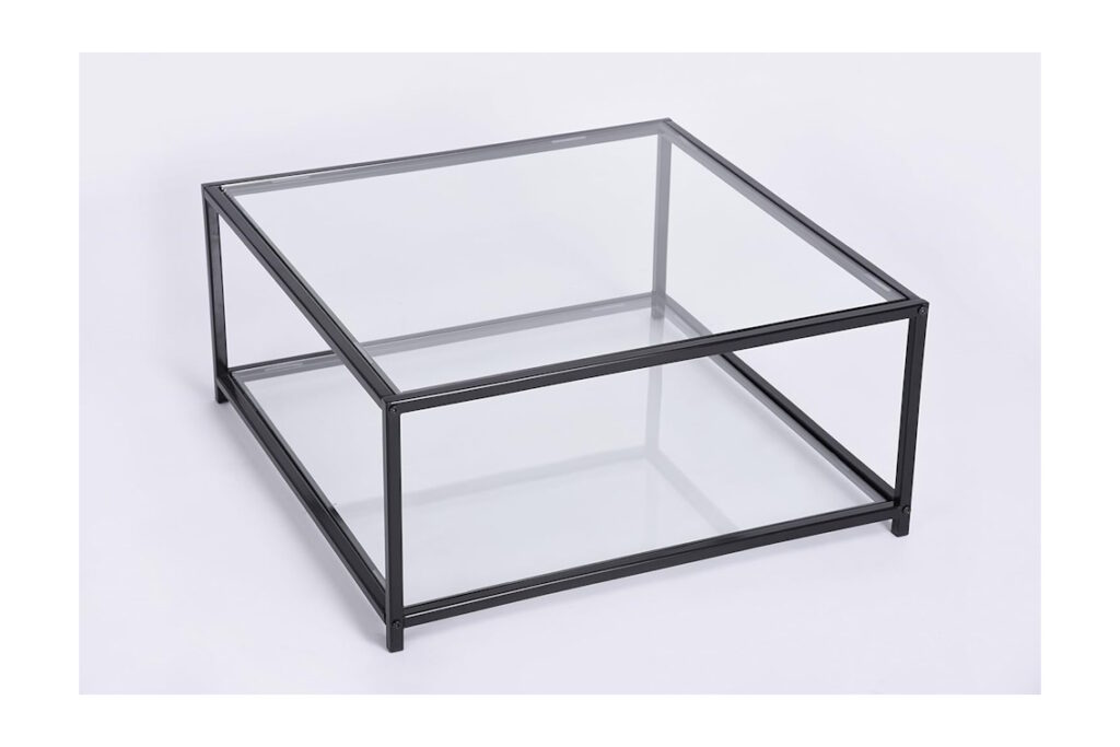 Glass Top and Bottom Square Coffee Table