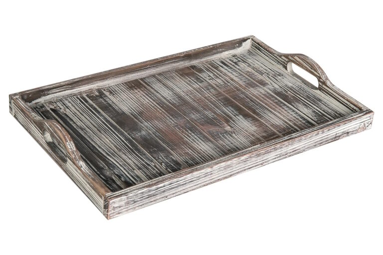 Large Torched Wood Coffee Table Tray