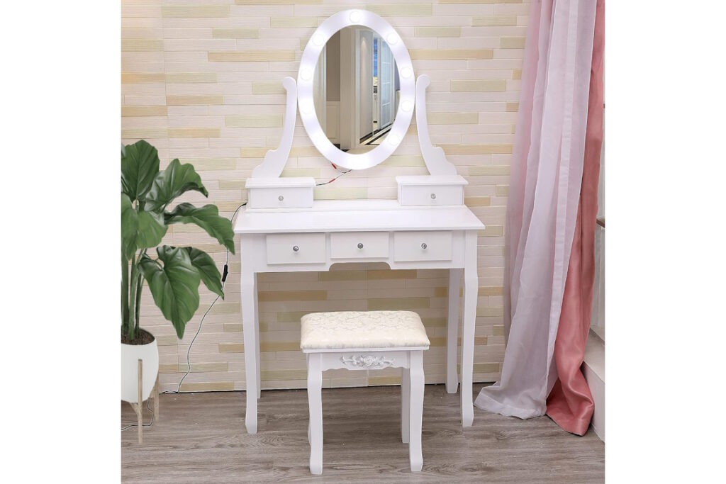 Makeup Dressing Table with Oval Mirror