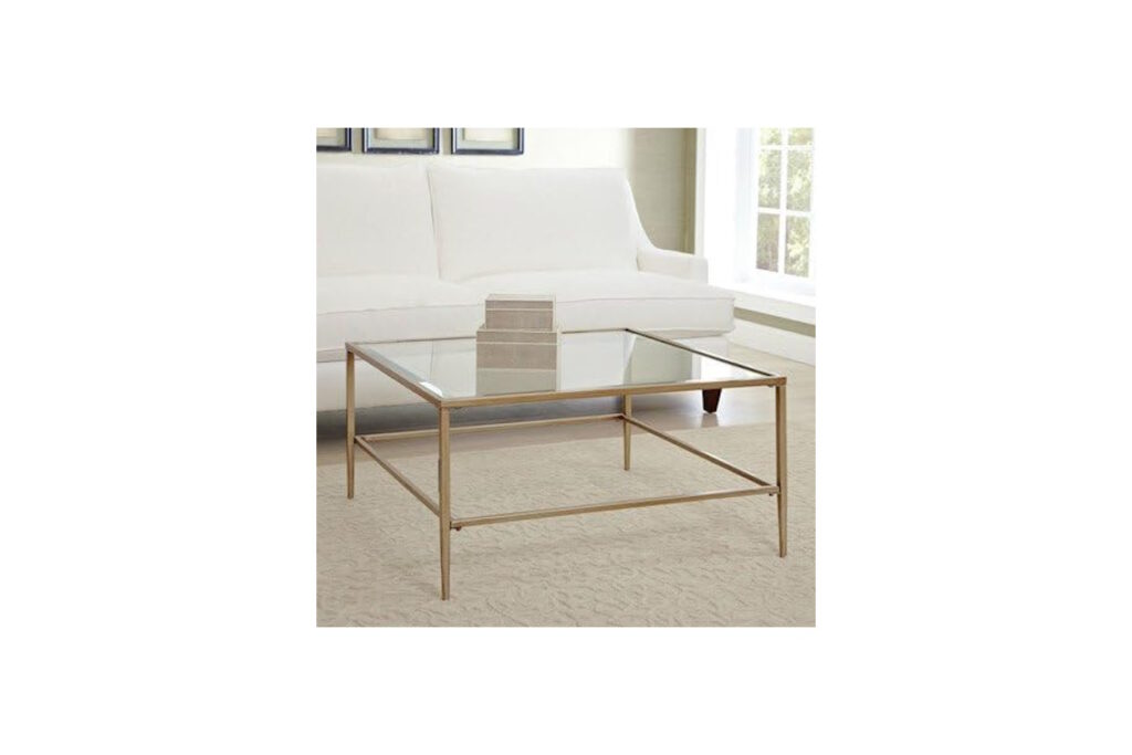 Square Glass Coffee Table with Gold Finish