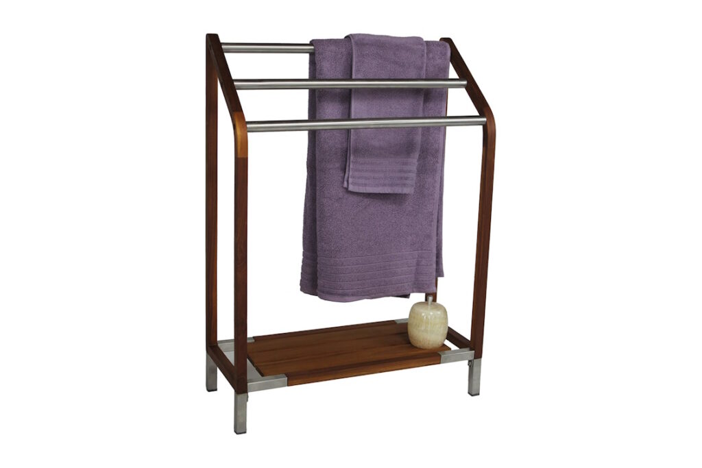 Sula Teak & Stainless Steel Stand Alone Towel Rack