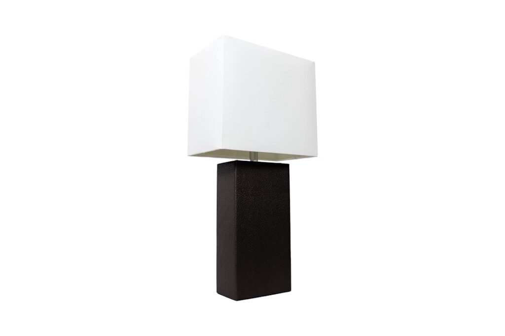 Tall Black Elegant Leather Table Lamp