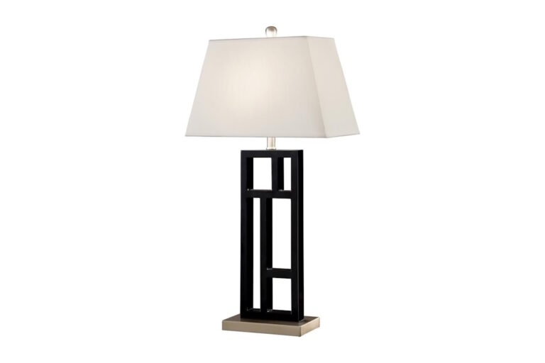 Tall Black Metal Table Lamp with Shade