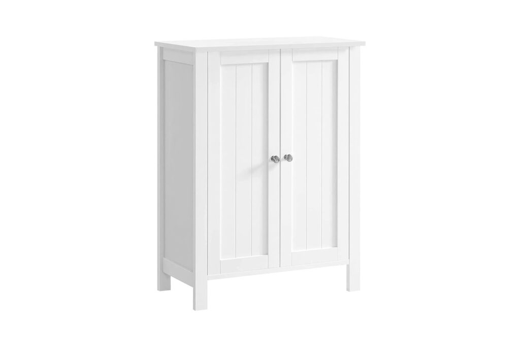 White Bathroom Floor Cabinet with Double Door